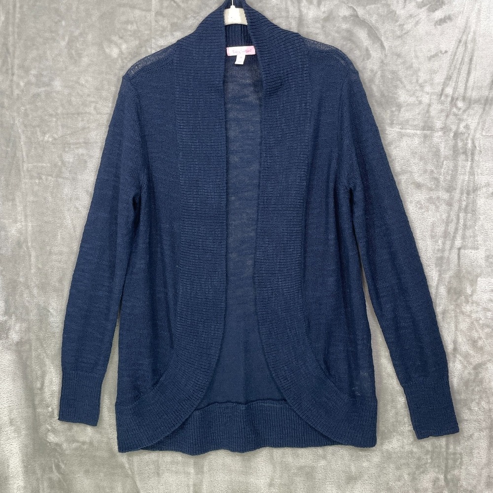 Lilly Pulitzer Amalie Open Front Cardigan Women's Size Medium Navy Blue